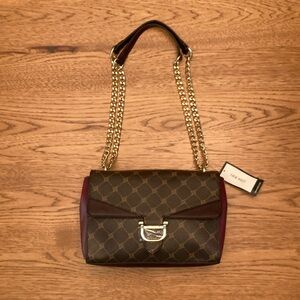 Nine West Brown and Maroon Shoulder Bag with chain strap